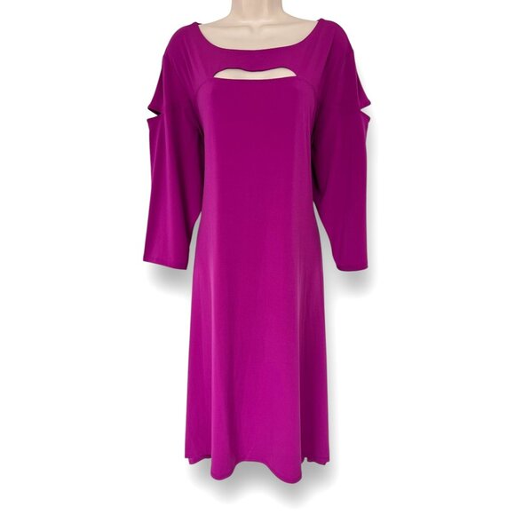 Size 3X 22 24 MAGENTA BERRY‎ CUTOUT ASYMMETRICAL HEM DRESS Night Out PLUS SIZE - Picture 1 of 5